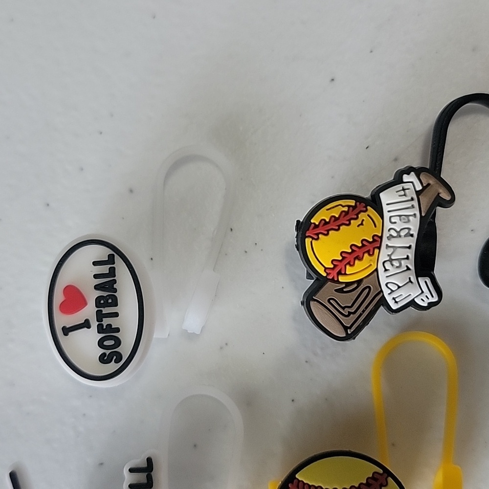 Softball Straw Toppers - Picture 6 of 6